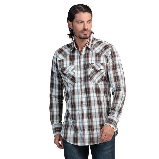 Camisa Regular Fit Manga Larga Wrangler Hombre 735 Blanco M