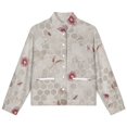 thumbnail image 4 of Jackets for Women Winter Coat Jackets Flannel Stand Collar Jacket(Floral Hexagon Beige Pattern,Size:S-4XL), 4 of 7