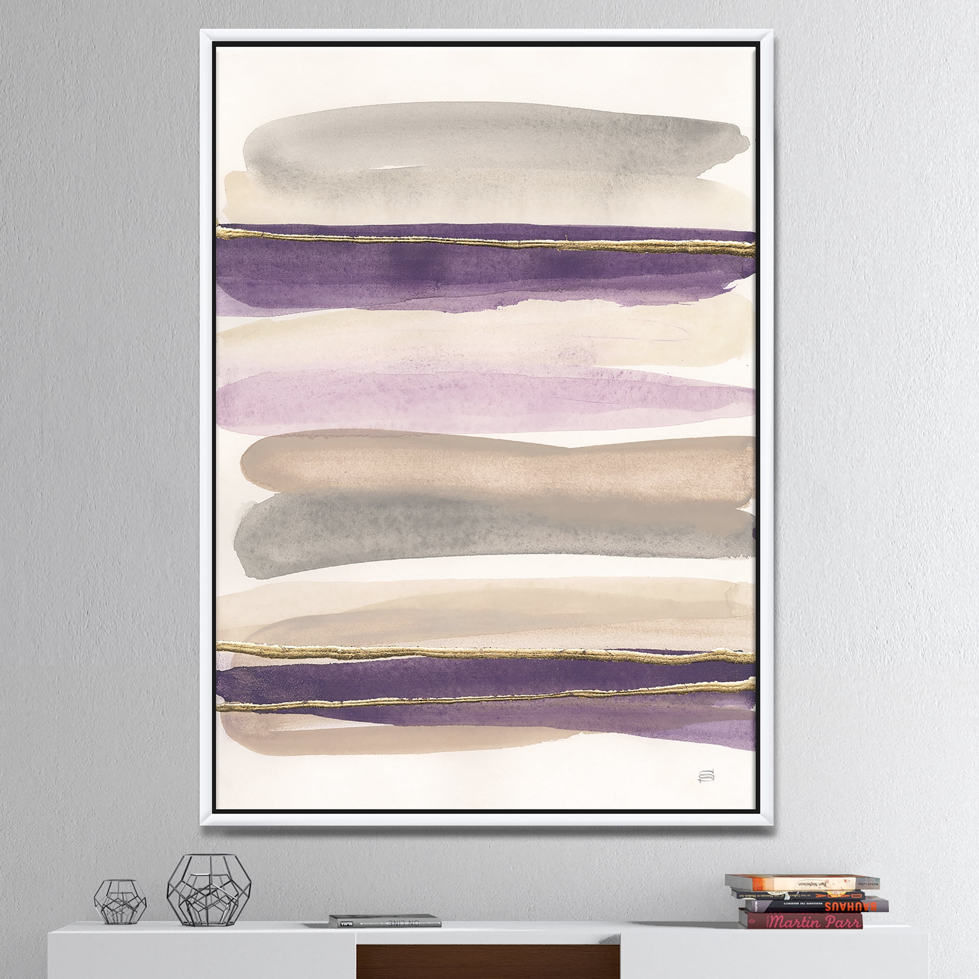 Designart ' Shape of Glam Purple ' Shabby Chic Framed Canvas
