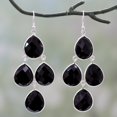 thumbnail image 3 of NOVICA Onyx chandelier earrings, 'Midnight Chandelier', 3 of 6