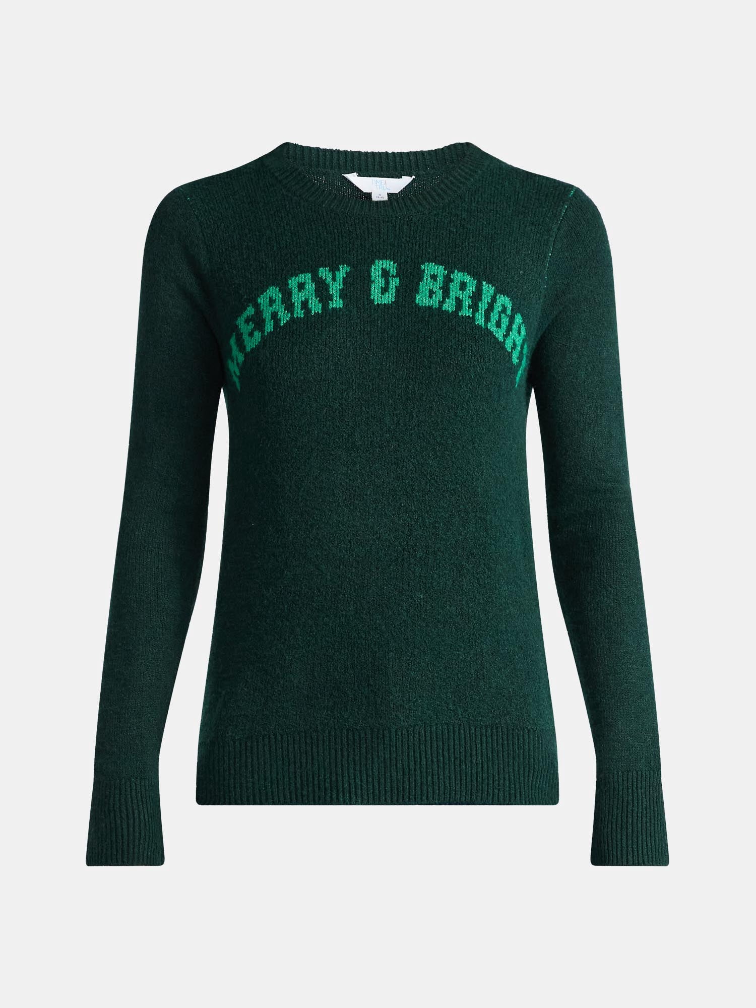 Time and Tru Women's and Women's Plus Holiday Talking Sweater with Long Sleeves, Midweight, Sizes XS-4X