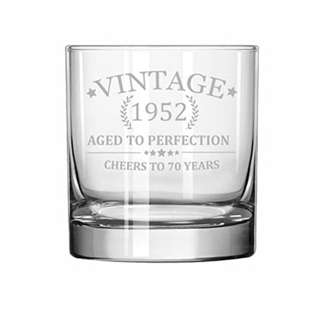 

Rocks Whiskey Old Fashioned 11oz Glass Cheers To 70 Years Vintage 1952 70th Birthday
