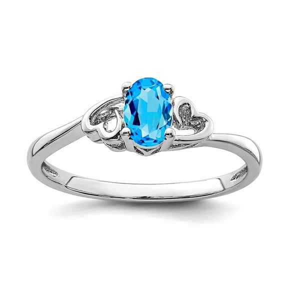 925 Sterling Silver Polished Light Swiss Blue Topaz Ring Size 8 Ring for Women - .52 cwt