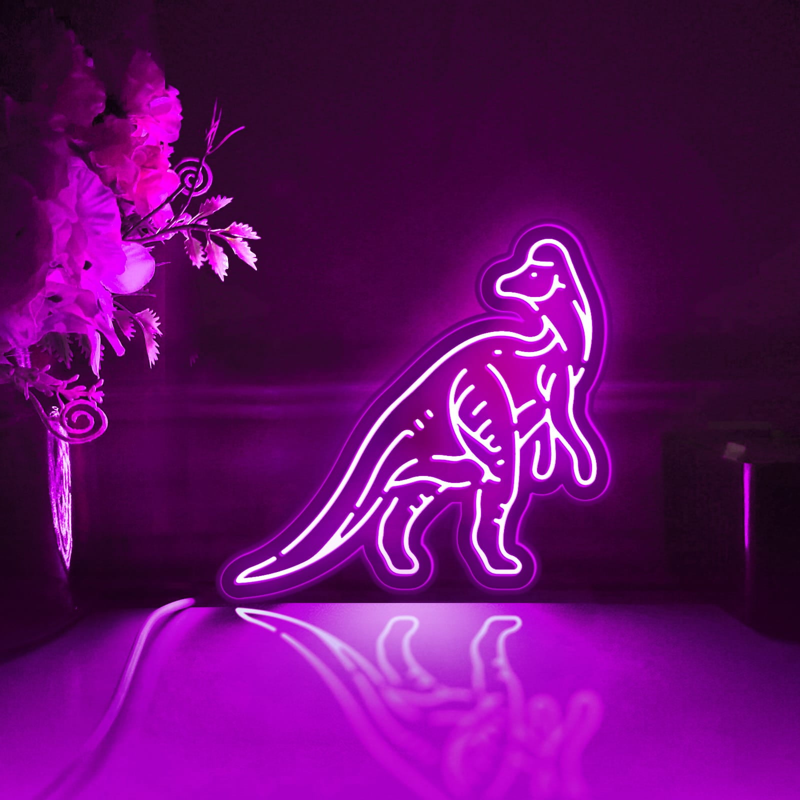 Dinosaur Led Light Box, Dimmable Neon-Like Light Signs USB Power for Wall Decor Bedroom Decoration, RGB Light (WxH) 16"x15"