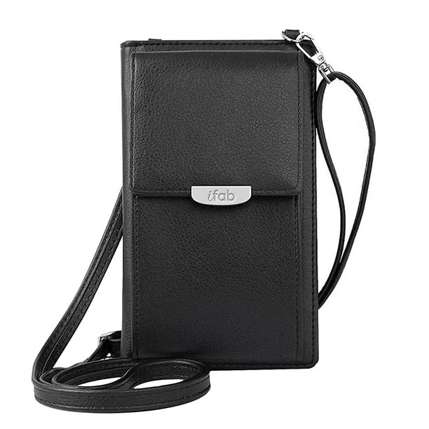 Women Small Crossbody Bag | ifab Cell Phone Purse Wallet with Credit Card Slots - Black ...