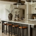 thumbnail image 2 of Meridian Furniture Calvin Tabouret en Cuir Végane de 27 Pouces Couleur Cognac et Noir, 2 of 10