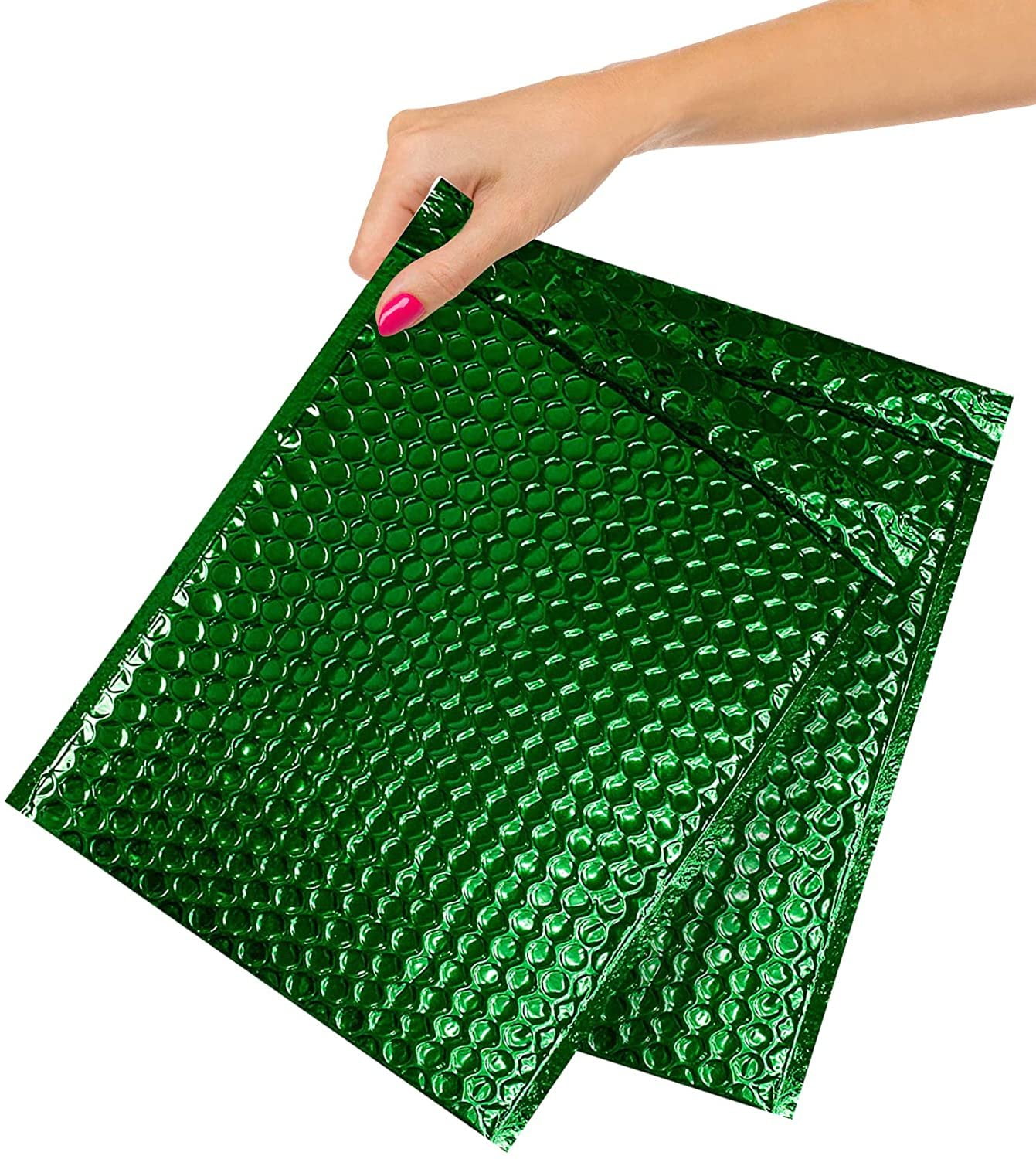 100 Pack Metallic Bubble mailers 8 x 11. Green Padded envelopes 8x11