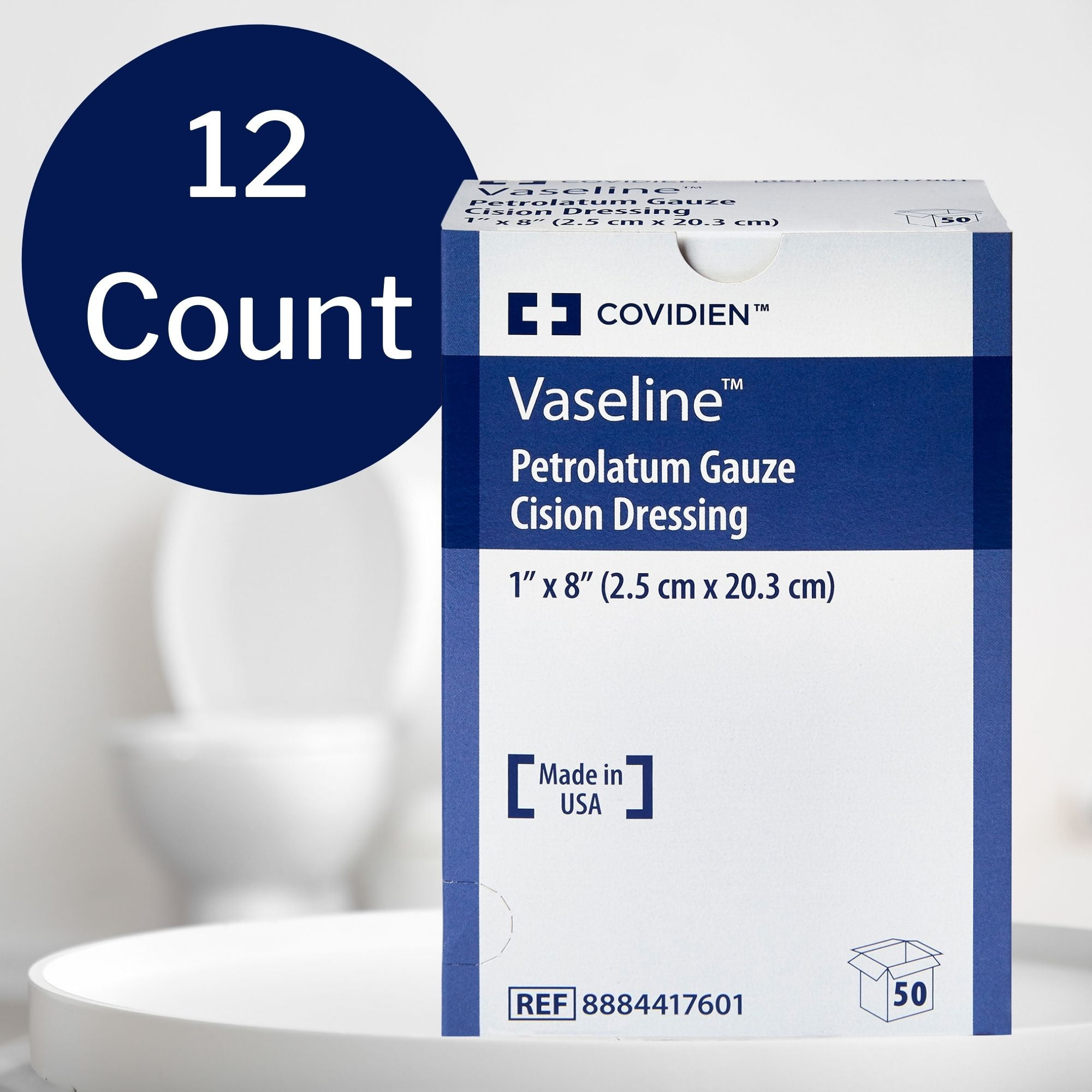Covidien Vaseline Gauze Dressing, Petrolatum Impregnated, 3 in x 18 in, 12 Count, 1 Pack