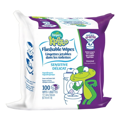 Pampers Kandoo Flushable Wipes For Toddlers, Sensitive Refill 100