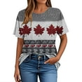 thumbnail image 5 of T-shirt Imprimé pour Femmes, Manches Courtes Col Rond Décontracté Mélange Coton-Polyester Léger Respirant Haut pour Usage Quotidien et Magasinage, 5 of 5