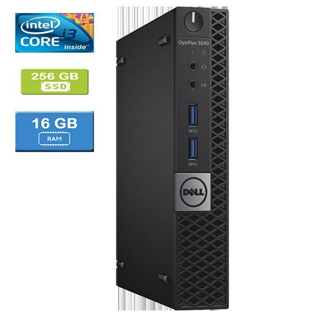 Remis à Neuf : DELL 3040 MICRO Intel Core i3-6100T 3.20 GHz, 16 Go, 256 Go SSD, Win 10 Pro