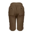 thumbnail image 6 of ClodeEU Women's High Waisted Linen Blend Knee Length Shorts with Pockets,Drawstring Elastic Waist Bottoms with Side Button Coffee,Womens Plus S, 6 of 8