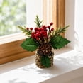 thumbnail image 3 of Artificial Mini Potted Poinsettia Arrangement Christmas Tabletop Plant Decor Holiday Home Accent Design A, 3 of 6