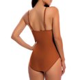 thumbnail image 4 of Csndyce Women One Piece Swimsuit Backless Halter Bathing Suit Solid Color Sexy V Neck Lace Up Bikini, 4 of 5