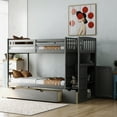 thumbnail image 4 of Euroco Twin over Twin or Twin over Full Bunk Bed with Drawers, Shelf and Storage Cabinet for Bedroom, Covertible Lower Bed into Full Bed Frame, Gray, 4 of 20