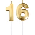 thumbnail image 1 of 16th Birthday Candles,Gold Number 16 Cake Topper for Birthday Decorations Party Decoration, 1 of 5