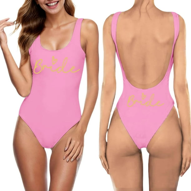 MKLEKYY Trajes De Baño Hombre Natacion Women Fashion Letter Print Piece Swimsuit Sexy Bikini Swimwear Bathing Sleeveless Backless Swimsuit 2600