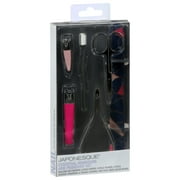JAPONESQUE Essential Manicure and Pedicure Kit, 6-Piece Set with Fingernail and Toenail Clippers, Cuticle Nipper and Pusher, Scissors, and Salon Board