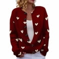 thumbnail image 2 of Plus Size Women's Christmas Santa & Tree Embroidered Cardigan Long Sleeve Round Neck Button Down Knit Sweater For Holiday Season, 2 of 6