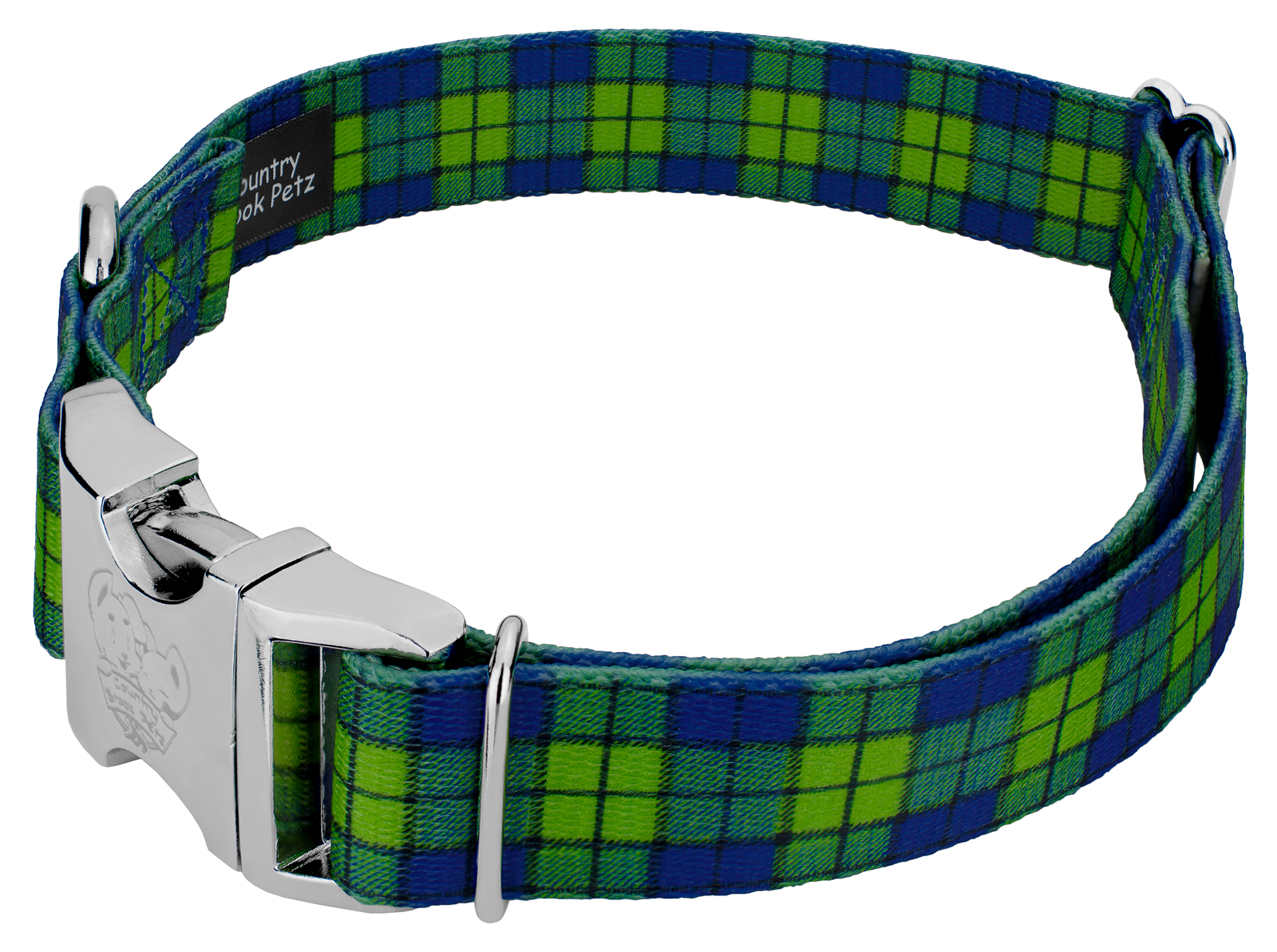 Country Brook Petz® Premium Blue and Green Plaid Dog Collar and Leash, Extra Large - image 3 of 6