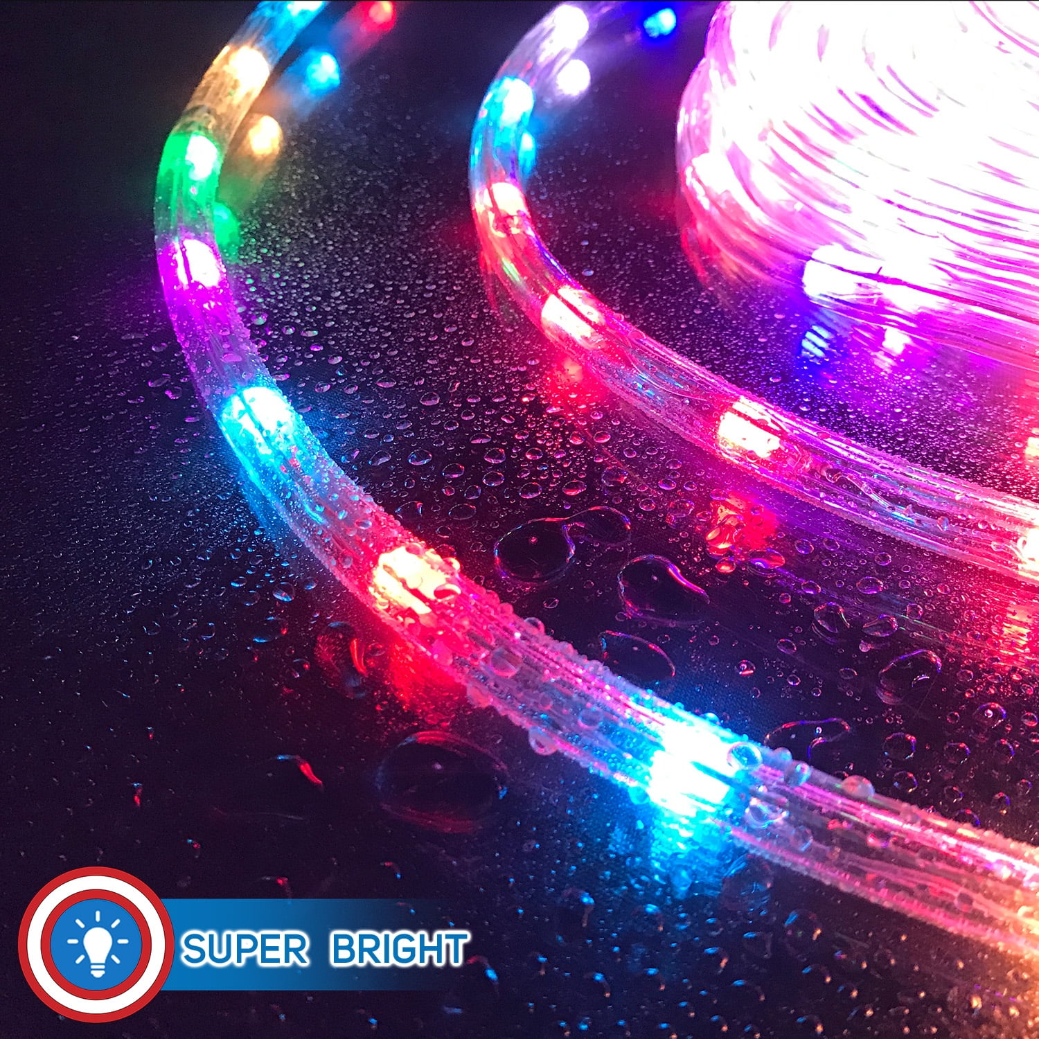 Russell Décor LED Rope Lights RGB Color Changing Lamps, String Strip Fairy Lights Waterproof Flexible Party Wedding Christmas Decoration(30Feet)