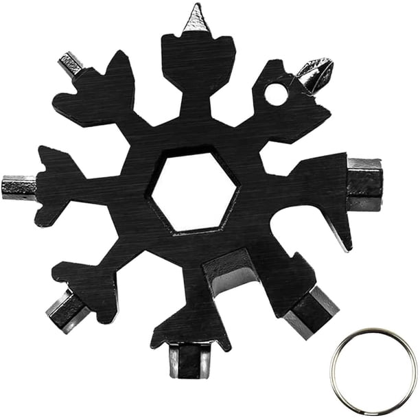 Copo de nieve multiherramienta 18 en 1 portátil de acero inoxidable multiherramienta para exteriores EDC Abent multiherramienta de acero inoxidable multiherramienta (negro) Xemadio LL-1705