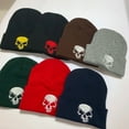 thumbnail image 6 of Daily Knited Plain Beanie - Stay Warm Stylish Stretchy Soft Beanie Hats for Men and Women, 12 inch, Black / Yellow Skull, 6 of 7