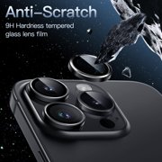 JETech Camera Lens Protector for iPhone 15 Pro 6.1-Inch and iPhone 15 Pro Max 6.7-Inch, 9H Tempered Glass Metal Individual Ring Cover, HD Clear, 3-Pack (Space Black)