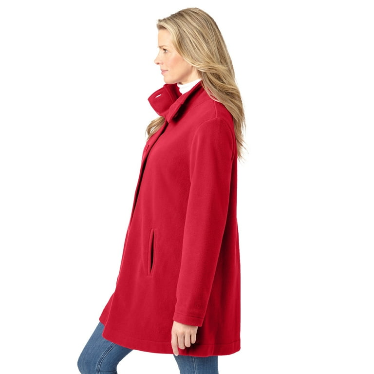 Woman Within Women's Plus Size Fleece Swing Funnel-Neck Coat Coat