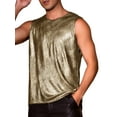 thumbnail image 4 of INSPIRE CHIC Holographic Tank Top for Men's Shiny Sleeveless T-Shirt Disco Party Metallic Vest XL Black Golden, 4 of 6