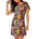 thumbnail image 2 of Balery Daisies Flowers Camisón de manga corta con cuello redondo para mujer, cómodo y elegante., 2 of 6