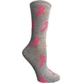 thumbnail image 3 of 60 Pairs of Pink Ribbon Breast Cancer Awareness Ankle/Crew Socks for Women (Assorted (Crew)), 3 of 6