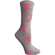 60 Pairs of Pink Ribbon Breast Cancer Awareness Ankle/Crew Socks for Women (Assorted (Crew))