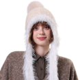 thumbnail image 2 of Women's Fleece Lined Ear Flap Hat, Winter Thermal Trapper Hat, Windproof Cold Weather Cap, Outdoor Sports Ear Muff Hat, Knit Aviator Hat with Ear Flaps, Winter Ear Protection - Beige, 2 of 4