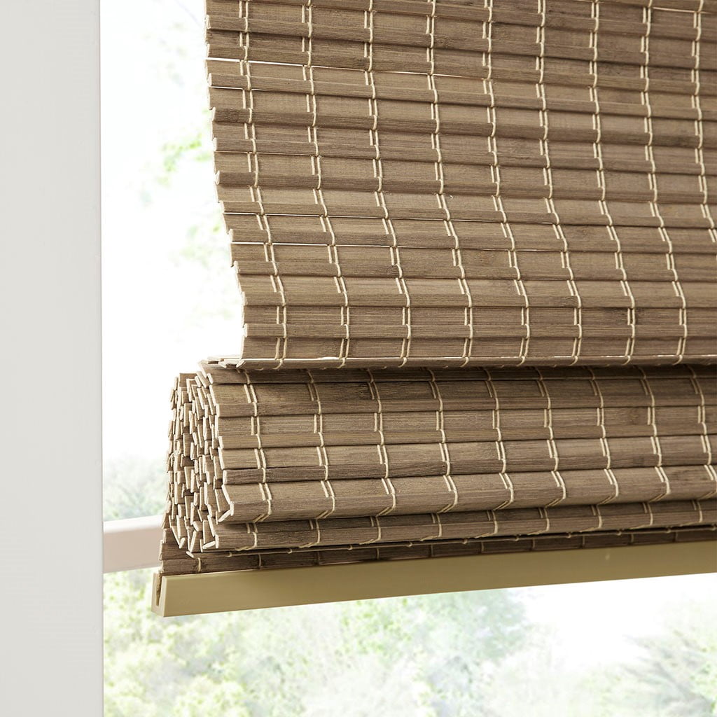MAYEERTY Bamboo Light Filtering Privacy Roman Window Shade, Natural, 64" L x 31" W