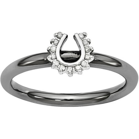 Stackable Expressions Diamond Sterling Silver Black-Plated Horseshoe Ring