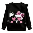 thumbnail image 6 of Xoenoiee Cat Bow Heart Print Girls Crewneck Sweatshirt Toddler Kids Long Sleeve T Shirt Ruffle Pullover Cotton Sweater Tops, Size 1-2 Years, 6 of 7