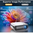 thumbnail image 3 of Groview Native 1080P Movie Projector, 4K Outdoor Projector with WiFi and Bluetooth, 350 ANSI Lumens, Auto Keystone & Electric Focu, 200" Display Home Theater Mini Projector for Indoor and Outdoor, 3 of 9