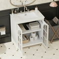 thumbnail image 3 of YIYADO 30" Bathroom Vanity with Ceramic Sink, Distressed Finish, Vintage Rustic Bathroom Cabinet with Bronze Pulls and 2 Soft Close Doors, Antique White, 3 of 6