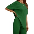 thumbnail image 4 of Women's 2 Piece Travel Outfits Casual Short Sleeve Knit Tops &Wide Leg Pants, 4 of 6