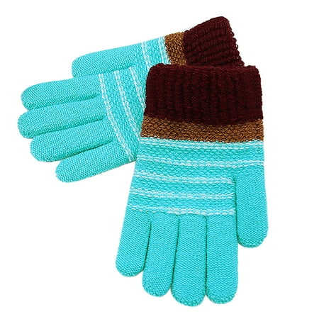 

Toddler Winter Gloves Kids Ski Mittens Winter Keep Warm Knitting Windproof Waterproof Golves Outdoor Stripe Print Riding Mittens