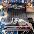 thumbnail image 2 of Erosebridal Stadium Hockey Gear Print Zipper Twin Comforter Sets with Fitted Sheet and 2 Pillowcases,Skate Glove Helmet Gray Ice Accent Zipper Bedding Set,Gray Red,4-Piece,Black Reversible, 2 of 6