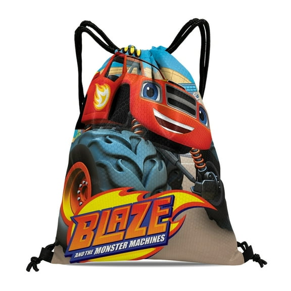 Blaze and the Monster Machines-theme Drawstring Backpack Sports Gym Bag Water Resistant String Bag Cinch Bag，12''X16''（30X40cm）
