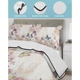 thumbnail image 3 of Quilt King Size Bedding Set, Vintage Pink Flowers Reversible Summer Quilt 3 Pieces, Spring Floral Butterfly Retro Art Lightweight Bedspreads Coverlets with 2 Pillow Shams for All Seasons, 3 of 5