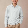 thumbnail image 4 of NORO ARK Boys Long Sleeve Polo Shirt (3-15) School Uniform with Half-Zip Tops White Size 7, 4 of 9