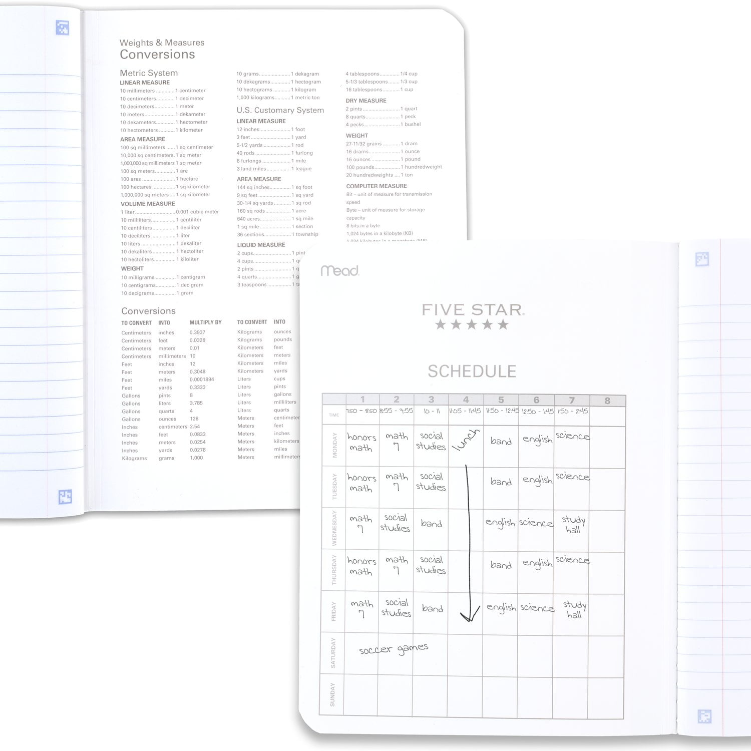 (2 pack) Five Star Composition Book Plus Study App, Wide Ruled, 80 Sheets, 7.5" x 9.75", Forest Green