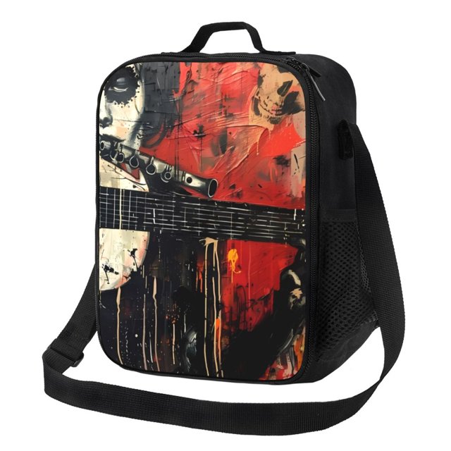 Fotbe Abstract Skull Guitar Art Lonchera Bolsa de Almuerzo para Hombres y Mujeres, Lonchera de Gran Capacidad, Bolsa de Almuerzo Reutilizable, Bolsa Térmica Aislante
