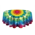 thumbnail image 5 of Rainbow Tie Dye Mandala Flower Pattern Round Tablecloth 60"x60",Wrinkle Wipeable Table Cloth for Kitchen Dining Room Picnic Patio Party, 5 of 6