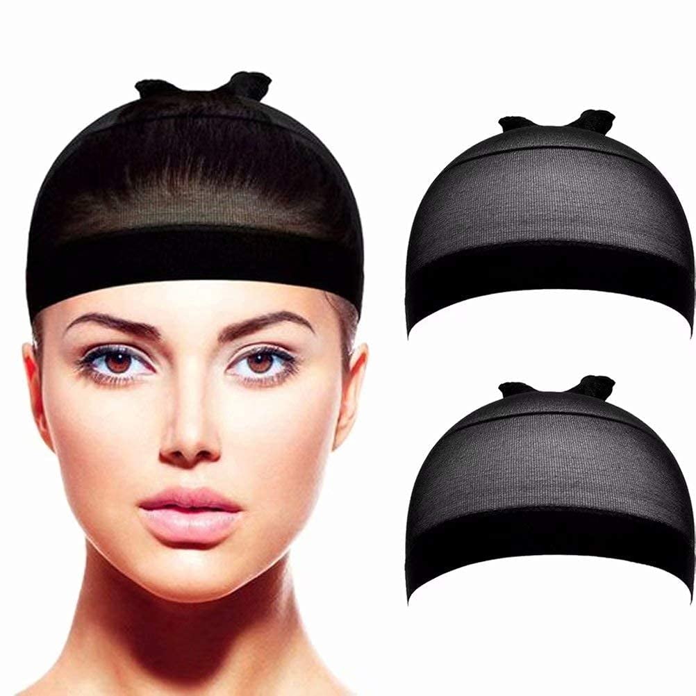 FYY Wig Caps,Stretchy Wig Cap for Women Lace Front Wig Stocking Caps for  Wigs Nude Wig Cap with 1pcs Elastic Bands for Women (6pcs Black)