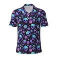 thumbnail image 2 of Daiia purple Skull flower Pattern Men’s Polo Shirts,Solid Deck Shirt,Classic Fit, Breathable Cotton Polo for Casual and Sport Wear-XX-Large, 2 of 7